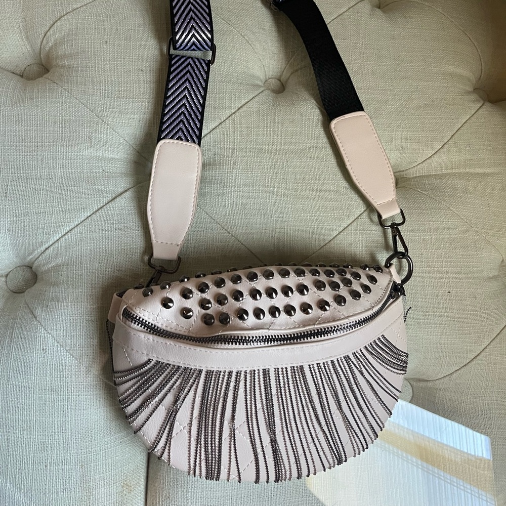 Studded Boho/ Western Beige Crossbody Bag